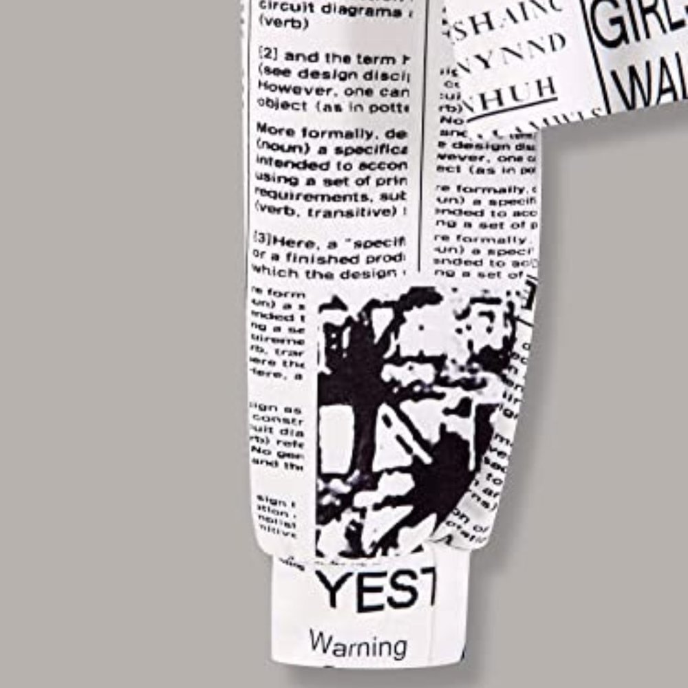 Womens Newspaper Print Long Sleeve Crop Sweatshirt - Picture 4 of 5